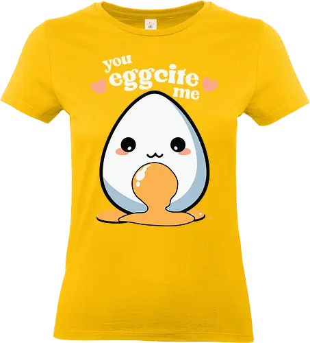 you excite me - kawaii, cute, egg, yolk, cartoon, playful, hearts, phrase - Standard T-Shirt (Women)