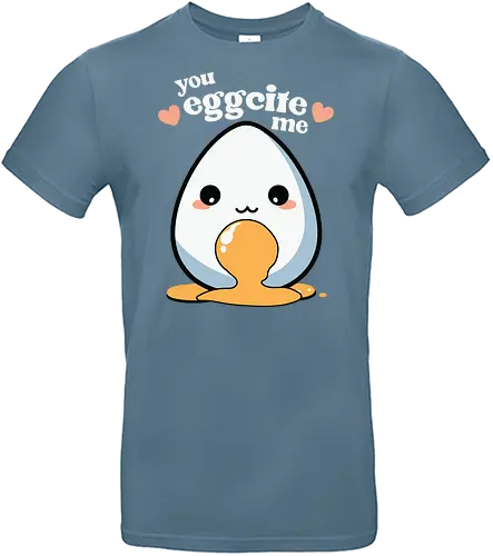 you excite me - kawaii, cute, egg, yolk, cartoon, playful, hearts, phrase - Standard T-Shirt