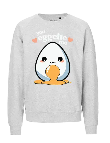 you excite me - kawaii, cute, egg, yolk, cartoon, playful, hearts, phrase - Fairtrade Sweatshirt