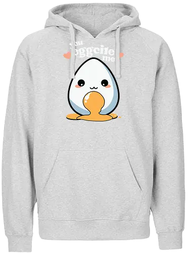 you excite me - kawaii, cute, egg, yolk, cartoon, playful, hearts, phrase - Fairtrade Hoodie