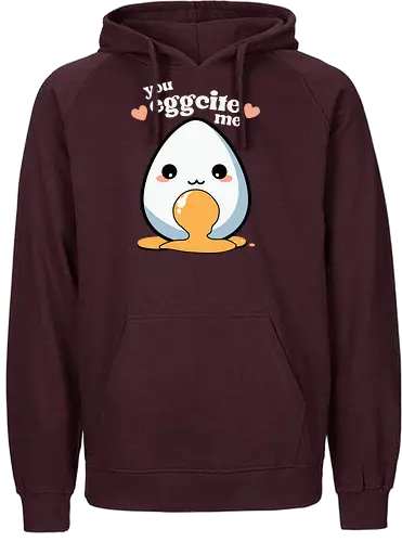 you excite me - kawaii, cute, egg, yolk, cartoon, playful, hearts, phrase - Fairtrade Hoodie
