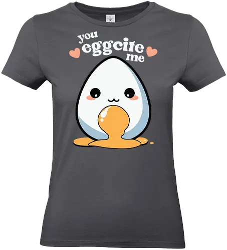 you excite me - kawaii, cute, egg, yolk, cartoon, playful, hearts, phrase - Standard T-Shirt (Women)
