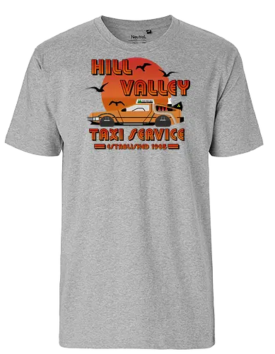 Hill Valley Taxi Service Model 2 - Future, delorean, doc brown, funny pop, funny quote, geek, hill valley, joke, marty mcfly, meme, memes, nerd, parody, time travel, vintage - Fairtrade T-Shirt