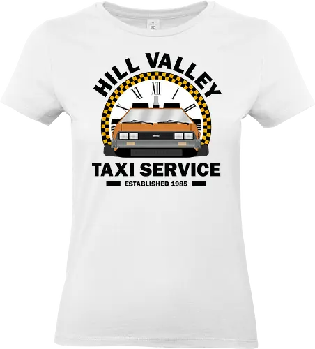 Hill Valley Taxi Service  - Future, delorean, doc brown, funny pop, funny quote, geek, hill valley, joke, marty mcfly, meme, memes, nerd, parody, time travel, vintage - Standard T-Shirt (Women)