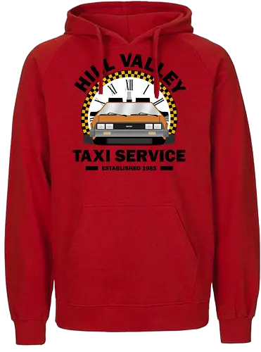 Hill Valley Taxi Service  - Future, delorean, doc brown, funny pop, funny quote, geek, hill valley, joke, marty mcfly, meme, memes, nerd, parody, time travel, vintage - Fairtrade Hoodie