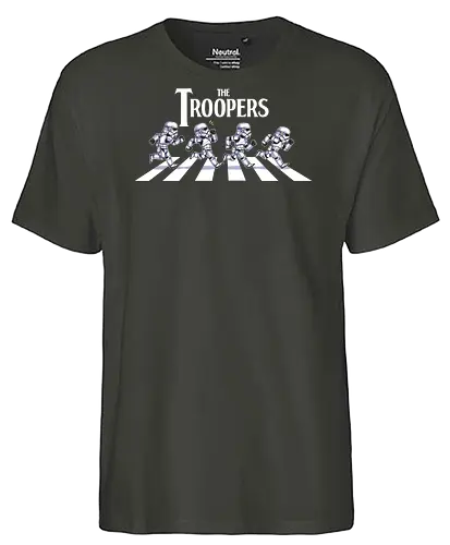 The Troopers - troopers, abbey road, road, beatles, Space Opera, clones, Villain, parody, humor, feer, douglas feer - Fairtrade T-Shirt