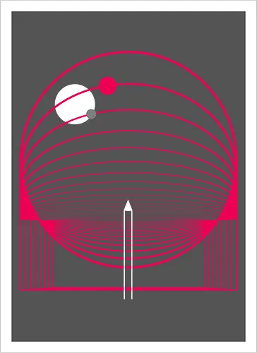 Exploring Stars - space, rocket ship, space ship, mars, planets, solar system, minimal - Artprint