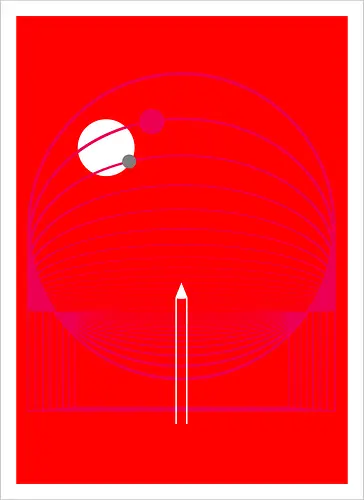 Exploring Stars - space, rocket ship, space ship, mars, planets, solar system, minimal - Artprint