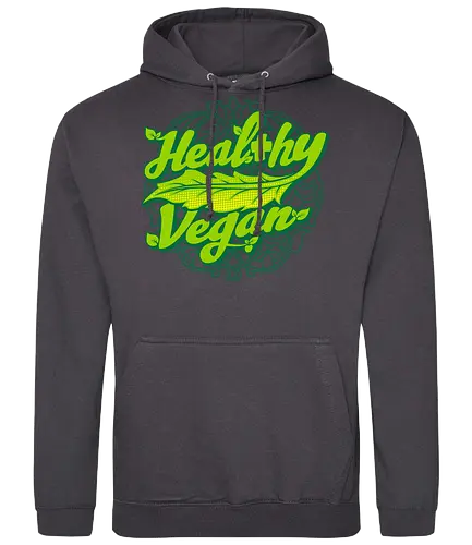 healthy vegan  - health, vegan, vegetables, leaf, font, textart, calligraphy, typography - Standard Hoodie
