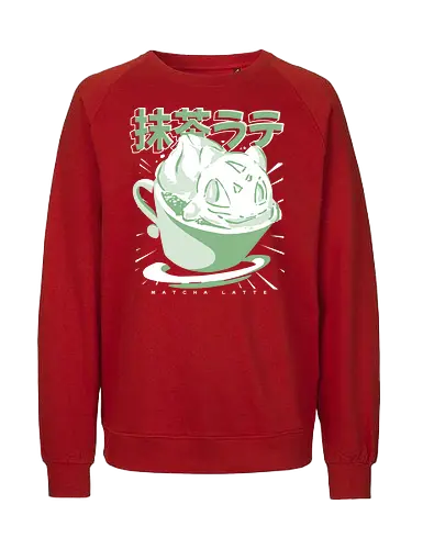 Matchasaur Latte - Bulbassaur, Matcha, Matcha Latte, Green Tea, Japanese Food, Food, Treats, Pocket, Cartoon, Collection - Fairtrade Sweatshirt