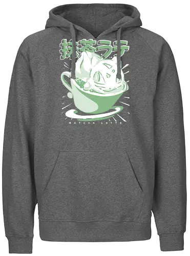 Matchasaur Latte - Bulbassaur, Matcha, Matcha Latte, Green Tea, Japanese Food, Food, Treats, Pocket, Cartoon, Collection - Fairtrade Hoodie