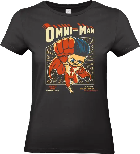 Omni Man Chibi - omni man, invincible, mark grayson, viltrumite, viltrum, atom eve, cartoon, anime, superheros, animated, chibi, nerd, geek, comic superhero, super villain, classic comic, comic magazine, comics, cute, japan, kawaii, villain, 70s, manga - Standard T-Shirt (Women)