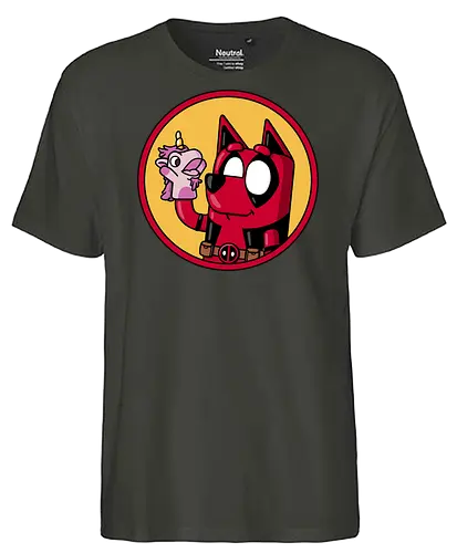 Dadpool! - Antihero, bluey, dad, fathers-day, father, funny, unicorse, unicorn, mashup - Fairtrade T-Shirt