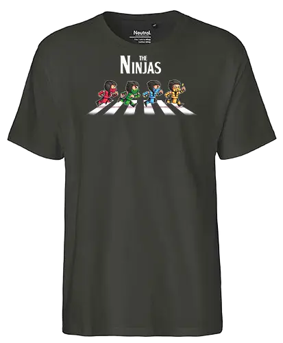 The Ninjas - scorpion, subzero, ninja, ninjas, mk, Kombat, kombat, abbey road, parody, games, reptille, ermac, liu kang - Fairtrade T-Shirt