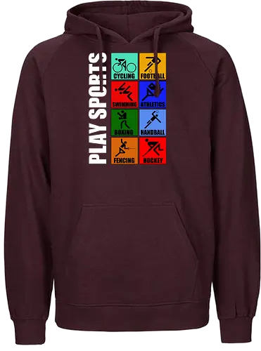 Play Sports Health Vintage Art - sports, health, healthy, funny quote, mashup, funny, funny pop, funnytee, gaming, geek, humor, joke, meme, memes, nerd, parody, television, vintage - Fairtrade Hoodie