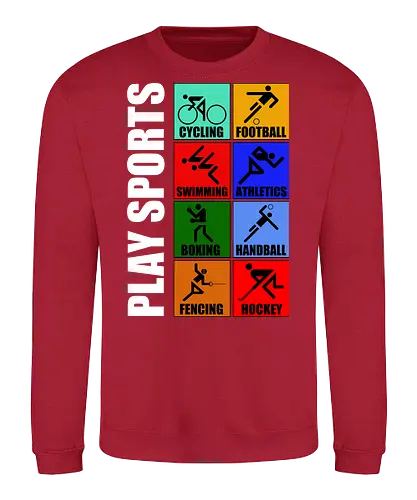 Play Sports Health Vintage Art - sports, health, healthy, funny quote, mashup, funny, funny pop, funnytee, gaming, geek, humor, joke, meme, memes, nerd, parody, television, vintage - Sweatshirt