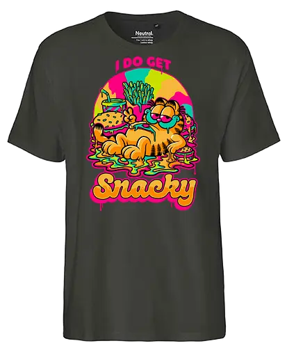 Cat Psychedelic Food Trip - Cat, comic, cartoon, Psychedelic, fast food, burger, fries, orange cat, lasagna, fun, funny, Food, Trip, comic, food, tripping, pet - Fairtrade T-Shirt
