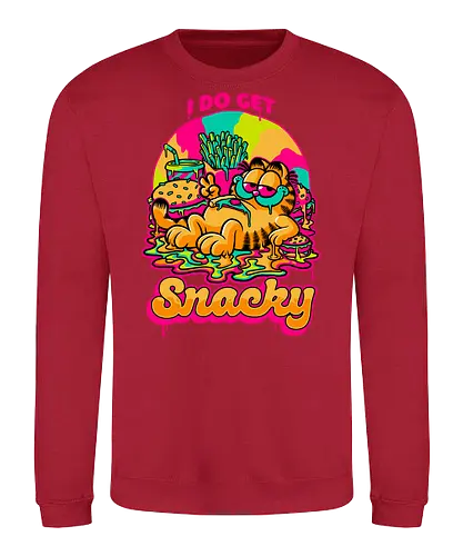 Cat Psychedelic Food Trip - Cat, comic, cartoon, Psychedelic, fast food, burger, fries, orange cat, lasagna, fun, funny, Food, Trip, comic, food, tripping, pet - Sweatshirt