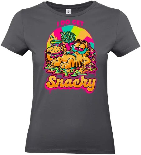Cat Psychedelic Food Trip - Cat, comic, cartoon, Psychedelic, fast food, burger, fries, orange cat, lasagna, fun, funny, Food, Trip, comic, food, tripping, pet - Standard T-Shirt (Women)