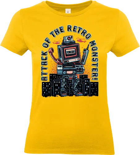 Attack of the Retro Monster - Retro, monster, classic, nostalgic, robot, vintage, 80s, 90s - Standard T-Shirt (Women)