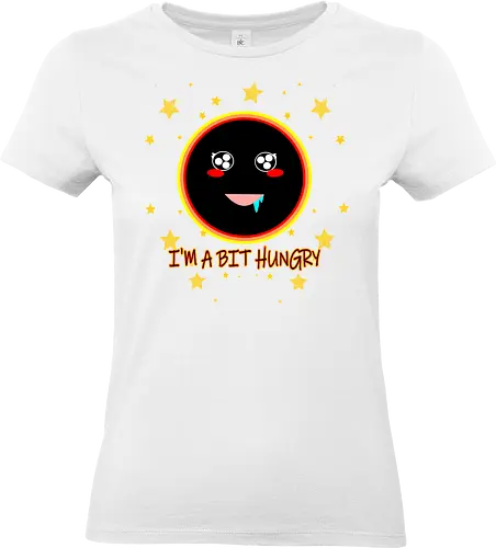 Kawaii Hungry Black Hole (Kawaii hungriges Schwarzes Loch) - Kawaii, Schwarzes Loch, süß, hungrig, Weltraum, Universum, lustig, Cartoon, Science-Fiction, Nerd, Geek, Astronomie, Kosmos, Galaxie, Sterne, Planeten, Humor, Gravitationskraft, putzig, Appetit, foodie - Standard T-Shirt (Women)