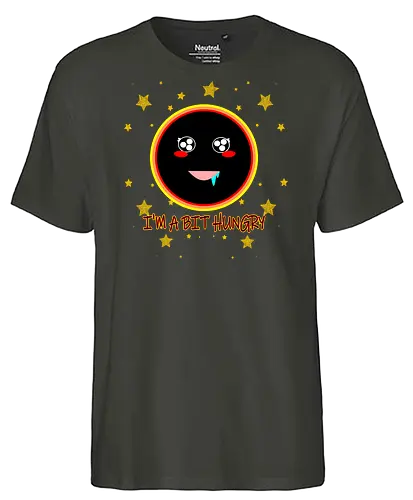 Kawaii Hungry Black Hole (Kawaii hungriges Schwarzes Loch) - Kawaii, Schwarzes Loch, süß, hungrig, Weltraum, Universum, lustig, Cartoon, Science-Fiction, Nerd, Geek, Astronomie, Kosmos, Galaxie, Sterne, Planeten, Humor, Gravitationskraft, putzig, Appetit, foodie - Fairtrade T-Shirt