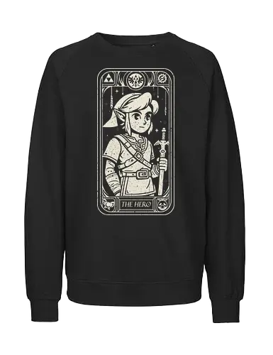 The Hero - tarot, mysticism, legendary hero, fantasy, esotericism, epic adventure, arcane symbolism, mystical art, spiritual journey, game, retro game, vintage, magic, games, geek, nerd - Fairtrade Sweatshirt