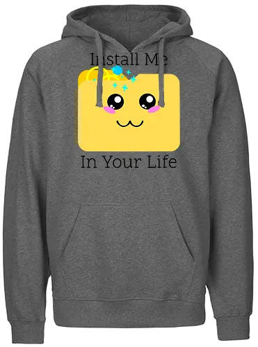Cute Kawaii Install Me in Your Life (Installier Mich in Dein Leben) - Kawaii, süß, Verlobung, Ringe, Liebe, Hochzeit, Geek, Nerd, Gamer, Technik, Dateiordner, Romantik, Beziehung, IT, Computer, Software, Code, Programmierung, digital, App, love, couple - Fairtrade Hoodie