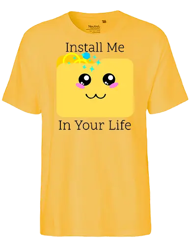 Cute Kawaii Install Me in Your Life (Installier Mich in Dein Leben) - Kawaii, süß, Verlobung, Ringe, Liebe, Hochzeit, Geek, Nerd, Gamer, Technik, Dateiordner, Romantik, Beziehung, IT, Computer, Software, Code, Programmierung, digital, App, love, couple - Fairtrade T-Shirt