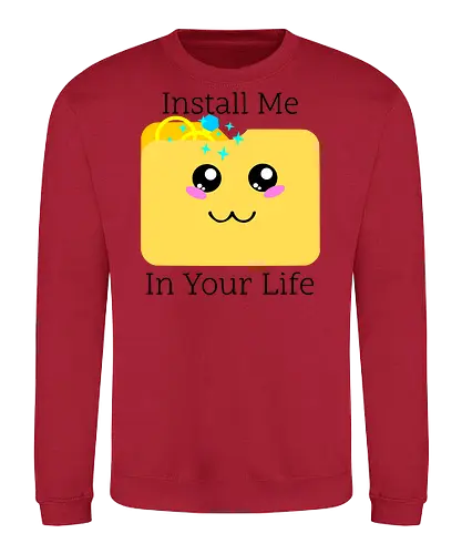 Cute Kawaii Install Me in Your Life (Installier Mich in Dein Leben) - Kawaii, süß, Verlobung, Ringe, Liebe, Hochzeit, Geek, Nerd, Gamer, Technik, Dateiordner, Romantik, Beziehung, IT, Computer, Software, Code, Programmierung, digital, App, love, couple - Sweatshirt