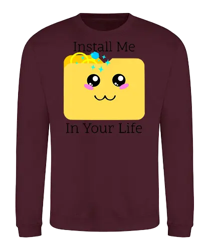 Cute Kawaii Install Me in Your Life (Installier Mich in Dein Leben) - Kawaii, süß, Verlobung, Ringe, Liebe, Hochzeit, Geek, Nerd, Gamer, Technik, Dateiordner, Romantik, Beziehung, IT, Computer, Software, Code, Programmierung, digital, App, love, couple - Sweatshirt