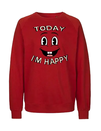 Happy Day (Glücklicher Tag) - glücklich, retro, lächeln, positivität, gute vibes, cartoon, vintage, nostalgie, stimmungsaufheller, fröhlich, klassisch, bunt, optimismus, verspielt, spaß, groovy, leuchtend, freude, tagesmotto, aufmunterung, positivity, positive, motivation, motivational, inspiration, inspirational, good day, happy day - Fairtrade Sweatshirt