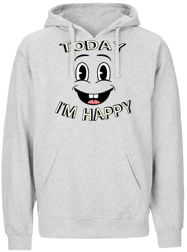 Happy Day (Glücklicher Tag) - glücklich, retro, lächeln, positivität, gute vibes, cartoon, vintage, nostalgie, stimmungsaufheller, fröhlich, klassisch, bunt, optimismus, verspielt, spaß, groovy, leuchtend, freude, tagesmotto, aufmunterung, positivity, positive, motivation, motivational, inspiration, inspirational, good day, happy day - Fairtrade Hoodie