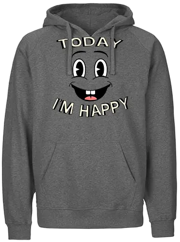 Happy Day (Glücklicher Tag) - glücklich, retro, lächeln, positivität, gute vibes, cartoon, vintage, nostalgie, stimmungsaufheller, fröhlich, klassisch, bunt, optimismus, verspielt, spaß, groovy, leuchtend, freude, tagesmotto, aufmunterung, positivity, positive, motivation, motivational, inspiration, inspirational, good day, happy day - Fairtrade Hoodie
