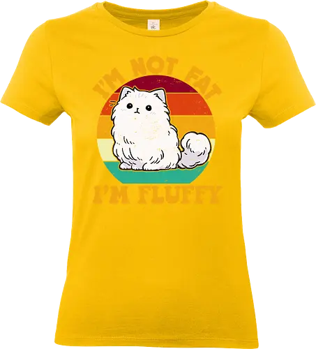 I'M NOT FAT, I'M FLUFFY - cat, fluffy, retro, text, humor, animal, colorful, stripes, cute, design - Standard T-Shirt (Women)
