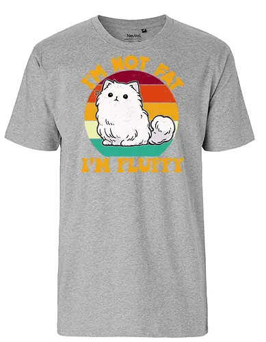 I'M NOT FAT, I'M FLUFFY - cat, fluffy, retro, text, humor, animal, colorful, stripes, cute, design - Fairtrade T-Shirt