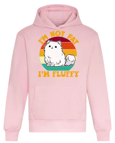 I'M NOT FAT, I'M FLUFFY - cat, fluffy, retro, text, humor, animal, colorful, stripes, cute, design - Heavyweight Hoodie