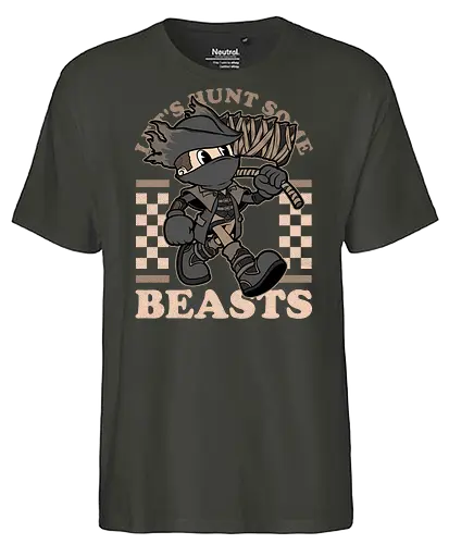 Game Mascot Beast Hunter - Video Games, Video Game, Game, Games, Gamer, Mascot, Retro, Vintage, Retro Vintage, Retro Gamer, Retro Cartoon, Dark Fantasy, Fantasy, Hack And Slash, Adventure, Fantasy, Monster, Gothic, Gothic Horror, Goth, Victorian - Fairtrade T-Shirt