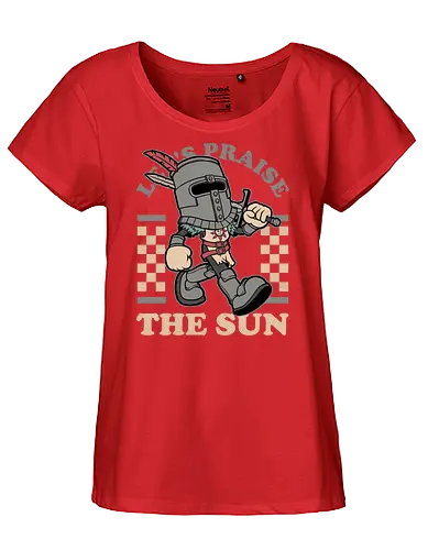 Game Mascot Sun Warrior - Video Games, Video Game, Game, Games, Gamer, Mascot, Retro, Vintage, Retro Vintage, Retro Gamer, Retro Cartoon, Dark Fantasy, Fantasy, Adventure, Hack And Slash, Undead, Creatures, Creature, Monster, Monsters, Medieval, Knight, Sun - Fairtrade Girl Shirt