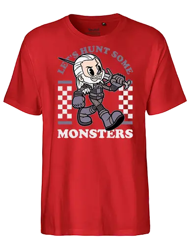 Game Mascot Wizard Hunter - Video Games, Video Game, Game, Games, Gamer, Mascot, Retro, Vintage, Retro Vintage, Retro Gamer, Retro Cartoon, Witch, Bewitched, Witch, Wizard, Sorcery, Sorcerer, Dark Fantasy, Fantasy, Hack And Slash, Adventure, Magic, Magical, Monster, Hunt, Hunter, Medieval - Fairtrade T-Shirt