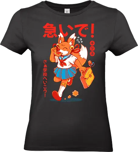 KITSUNE STUDENT (variant 1) - kitsune, fox, anime, cute, kawaii, japan, japanese, student, school, fox girl, child - Standard T-Shirt (Women)