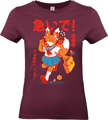 KITSUNE STUDENT (variant 1) - kitsune, fox, anime, cute, kawaii, japan, japanese, student, school, fox girl, child - Standard T-Shirt (Women)