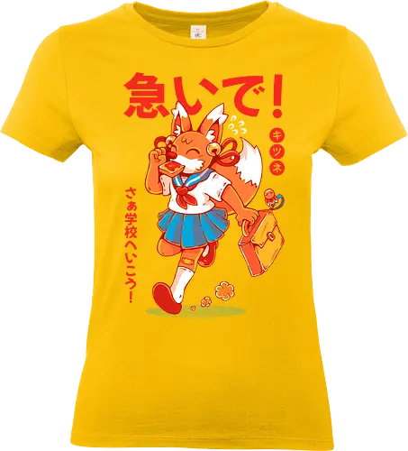 KITSUNE STUDENT (variant 1) - kitsune, fox, anime, cute, kawaii, japan, japanese, student, school, fox girl, child - Standard T-Shirt (Women)