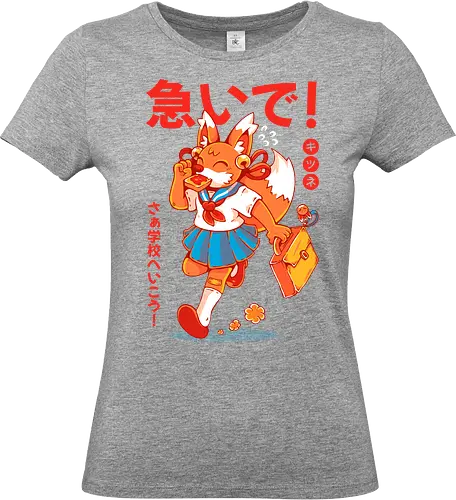 KITSUNE STUDENT (variant 1) - kitsune, fox, anime, cute, kawaii, japan, japanese, student, school, fox girl, child - Standard T-Shirt (Women)
