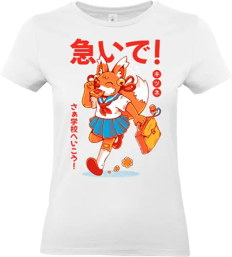KITSUNE STUDENT (variant 1) - kitsune, fox, anime, cute, kawaii, japan, japanese, student, school, fox girl, child - Standard T-Shirt (Women)
