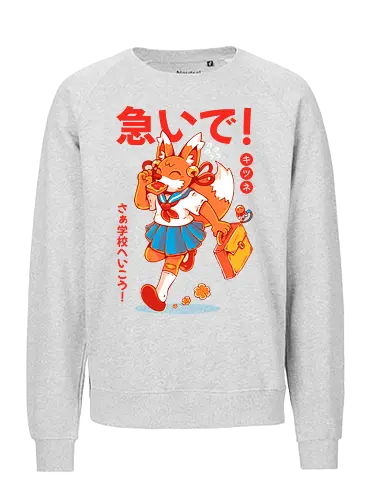 KITSUNE STUDENT (variant 1) - kitsune, fox, anime, cute, kawaii, japan, japanese, student, school, fox girl, child - Fairtrade Sweatshirt