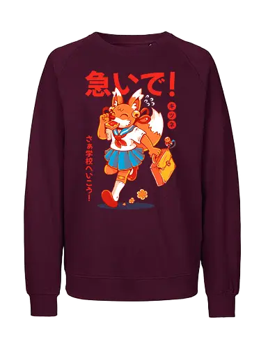 KITSUNE STUDENT (variant 1) - kitsune, fox, anime, cute, kawaii, japan, japanese, student, school, fox girl, child - Fairtrade Sweatshirt