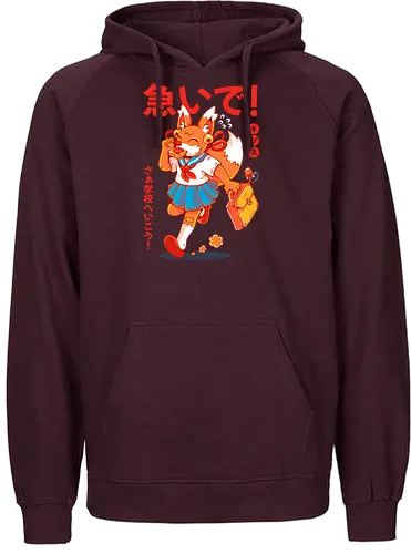 KITSUNE STUDENT (variant 1) - kitsune, fox, anime, cute, kawaii, japan, japanese, student, school, fox girl, child - Fairtrade Hoodie