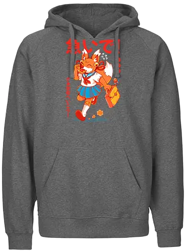 KITSUNE STUDENT (variant 1) - kitsune, fox, anime, cute, kawaii, japan, japanese, student, school, fox girl, child - Fairtrade Hoodie