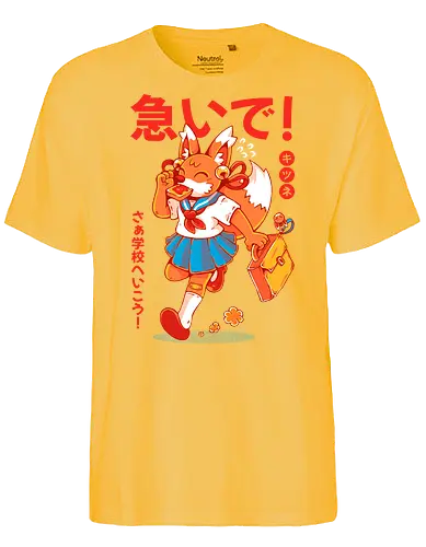 KITSUNE STUDENT (variant 1) - kitsune, fox, anime, cute, kawaii, japan, japanese, student, school, fox girl, child - Fairtrade T-Shirt